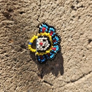 Handmade Colorful Seed Beaded Brooch Southwestern Native American Jewelry
